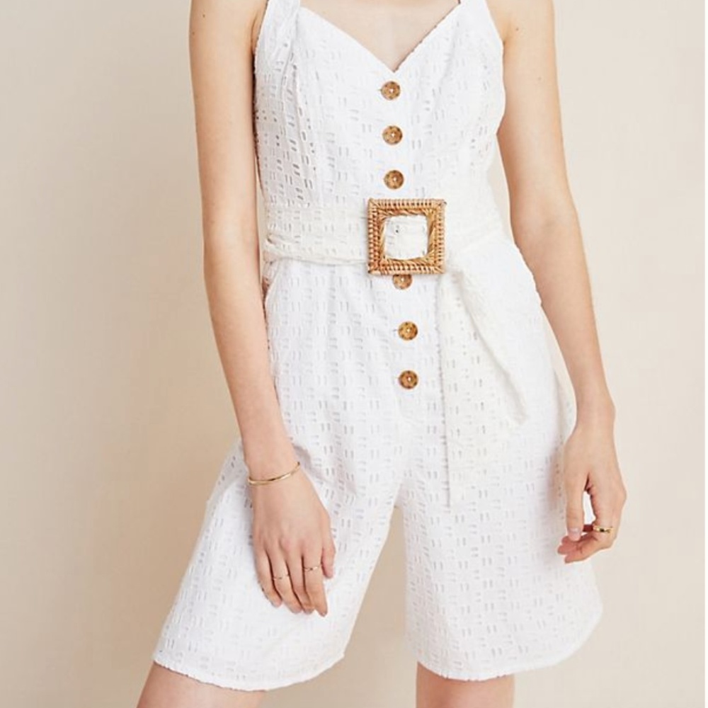 NWT Anthropologie Belted Eyelet Romper